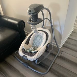 Baby Swing $75, has nature sounds and other musical songs as well for baby.